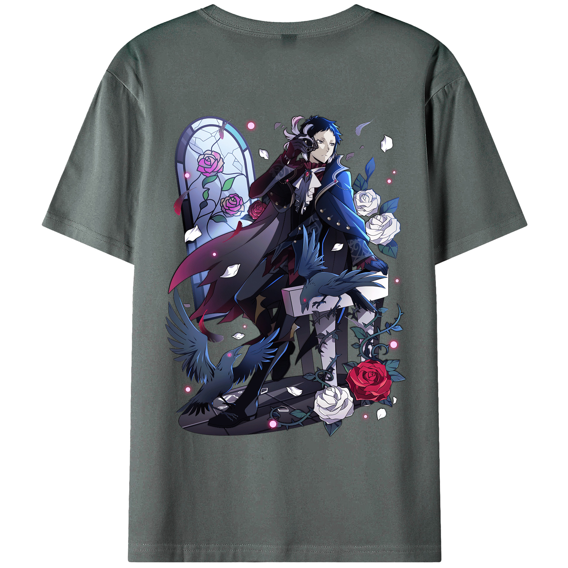 （画像用） 文豪ストレイドッグス Bungo Stray Dogs 綿100％ メンズ半袖Tシャツ（バックプリント） 通気性